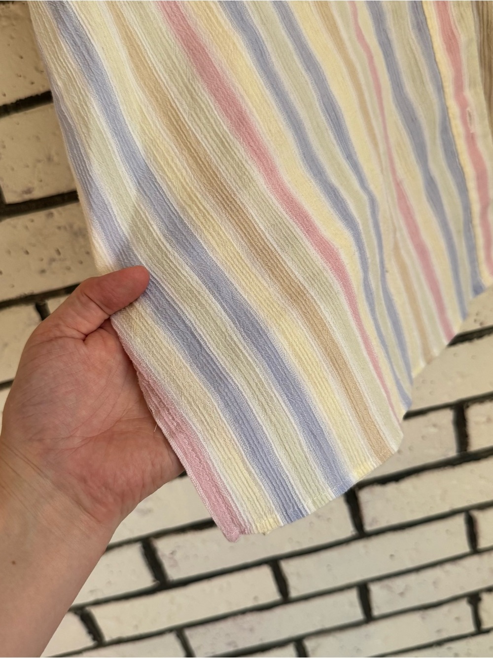 Alfred Dunner Pastel Multi-Stripe Short Sleeve Button Shirt - Picture 2 of 7